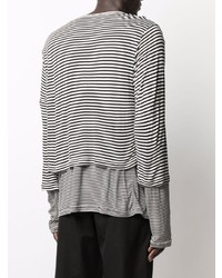 weißes und schwarzes horizontal gestreiftes Langarmshirt von Sunnei