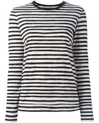 weißes und schwarzes horizontal gestreiftes Langarmshirt von Marc by Marc Jacobs