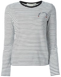 weißes und schwarzes horizontal gestreiftes Langarmshirt von Marc Jacobs