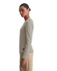 weißes und schwarzes horizontal gestreiftes Langarmshirt von Marc O'Polo