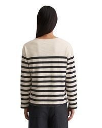 weißes und schwarzes horizontal gestreiftes Langarmshirt von Marc O'Polo