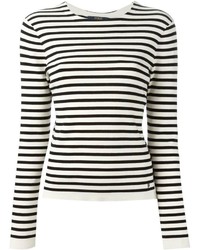 weißes und schwarzes horizontal gestreiftes Langarmshirt von Polo Ralph Lauren