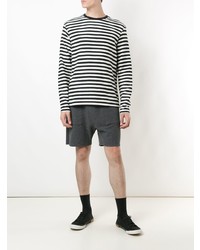 weißes und schwarzes horizontal gestreiftes Langarmshirt von OSKLEN