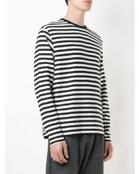 weißes und schwarzes horizontal gestreiftes Langarmshirt von OSKLEN