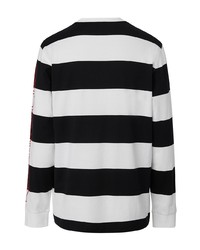 weißes und schwarzes horizontal gestreiftes Langarmshirt von Burberry