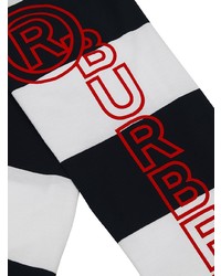 weißes und schwarzes horizontal gestreiftes Langarmshirt von Burberry