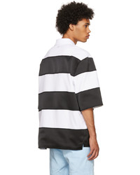 weißes und schwarzes horizontal gestreiftes Polohemd von AMI Alexandre Mattiussi