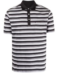 weißes und schwarzes horizontal gestreiftes Polohemd von D'urban