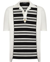 weißes und schwarzes horizontal gestreiftes Polohemd von Dolce & Gabbana
