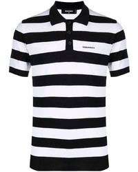weißes und schwarzes horizontal gestreiftes Polohemd von DSQUARED2