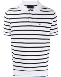 weißes und schwarzes horizontal gestreiftes Polohemd von Emporio Armani