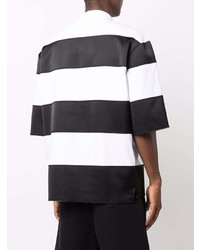 weißes und schwarzes horizontal gestreiftes Polohemd von Ami Paris
