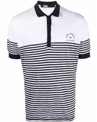 weißes und schwarzes horizontal gestreiftes Polohemd von Karl Lagerfeld