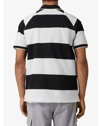 weißes und schwarzes horizontal gestreiftes Polohemd von Burberry