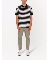 weißes und schwarzes horizontal gestreiftes Polohemd von Tommy Hilfiger