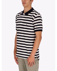 weißes und schwarzes horizontal gestreiftes Polohemd von Tommy Hilfiger