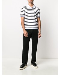 weißes und schwarzes horizontal gestreiftes Polohemd von Emporio Armani