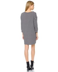 weißes und schwarzes horizontal gestreiftes schwingendes Kleid von Just Female