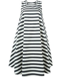 weißes und schwarzes horizontal gestreiftes schwingendes Kleid von Sofie D'hoore