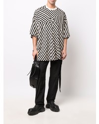 weißes und schwarzes horizontal gestreiftes T-Shirt mit einem Rundhalsausschnitt von Rick Owens DRKSHDW