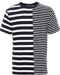 weißes und schwarzes horizontal gestreiftes T-Shirt mit einem Rundhalsausschnitt von Alexander Wang