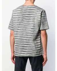 weißes und schwarzes horizontal gestreiftes T-Shirt mit einem Rundhalsausschnitt von Missoni