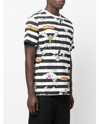 weißes und schwarzes horizontal gestreiftes T-Shirt mit einem Rundhalsausschnitt von RIPNDIP