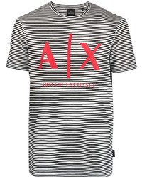 weißes und schwarzes horizontal gestreiftes T-Shirt mit einem Rundhalsausschnitt von Armani Exchange