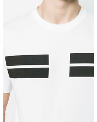 weißes und schwarzes horizontal gestreiftes T-Shirt mit einem Rundhalsausschnitt von Neil Barrett