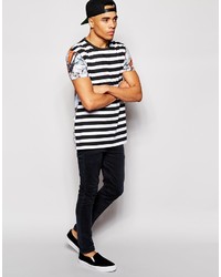 weißes und schwarzes horizontal gestreiftes T-Shirt mit einem Rundhalsausschnitt von Asos