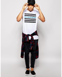 weißes und schwarzes horizontal gestreiftes T-Shirt mit einem Rundhalsausschnitt von Asos