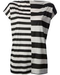 weißes und schwarzes horizontal gestreiftes T-Shirt mit einem Rundhalsausschnitt von By Malene Birger