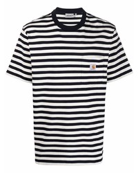 weißes und schwarzes horizontal gestreiftes T-Shirt mit einem Rundhalsausschnitt von Carhartt WIP