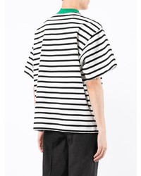 weißes und schwarzes horizontal gestreiftes T-Shirt mit einem Rundhalsausschnitt von Kolor
