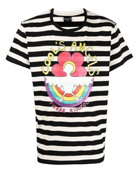 weißes und schwarzes horizontal gestreiftes T-Shirt mit einem Rundhalsausschnitt von COOL T.M