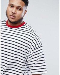 weißes und schwarzes horizontal gestreiftes T-Shirt mit einem Rundhalsausschnitt von Asos