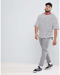 weißes und schwarzes horizontal gestreiftes T-Shirt mit einem Rundhalsausschnitt von Asos