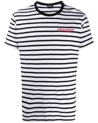 weißes und schwarzes horizontal gestreiftes T-Shirt mit einem Rundhalsausschnitt von Diesel