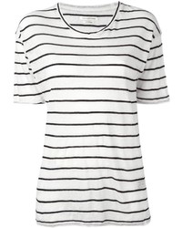 weißes und schwarzes horizontal gestreiftes T-Shirt mit einem Rundhalsausschnitt von Etoile Isabel Marant