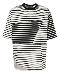 weißes und schwarzes horizontal gestreiftes T-Shirt mit einem Rundhalsausschnitt von FIVE CM