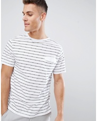 weißes und schwarzes horizontal gestreiftes T-Shirt mit einem Rundhalsausschnitt von FoR