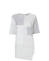 weißes und schwarzes horizontal gestreiftes T-Shirt mit einem Rundhalsausschnitt von Forme D'expression