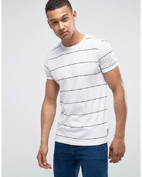 weißes und schwarzes horizontal gestreiftes T-Shirt mit einem Rundhalsausschnitt von French Connection