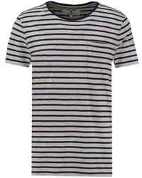 weißes und schwarzes horizontal gestreiftes T-Shirt mit einem Rundhalsausschnitt von GARCIA