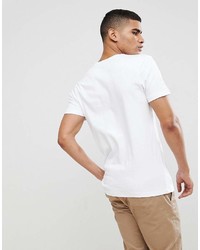weißes und schwarzes horizontal gestreiftes T-Shirt mit einem Rundhalsausschnitt von Selected