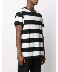 weißes und schwarzes horizontal gestreiftes T-Shirt mit einem Rundhalsausschnitt von Yohji Yamamoto