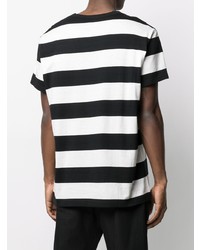 weißes und schwarzes horizontal gestreiftes T-Shirt mit einem Rundhalsausschnitt von Yohji Yamamoto