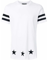 weißes und schwarzes horizontal gestreiftes T-Shirt mit einem Rundhalsausschnitt von Hydrogen