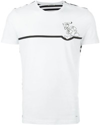 weißes und schwarzes horizontal gestreiftes T-Shirt mit einem Rundhalsausschnitt von Iceberg