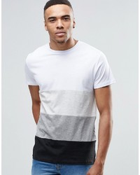 weißes und schwarzes horizontal gestreiftes T-Shirt mit einem Rundhalsausschnitt von Jack and Jones